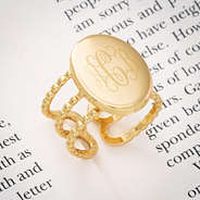 statement gold monogrammed ring