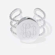 Monogrammed statement ring in silver