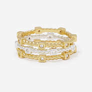 silver and gold cable stack rings