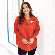 orange quarter zip osu sweatshirt with headband