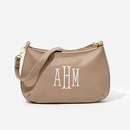 monogrammed shoulder bag in taupe