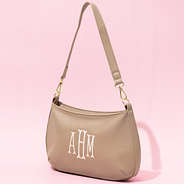 personalized taupe shoulder bag