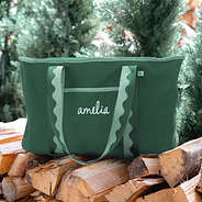 pine anywhere tote bag on logs