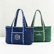duo anywhere tote bags in navy and pine