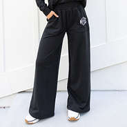 monogrammed wide leg pants