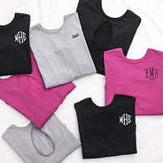 group open back sweatshirt in magenta, black, and heathered gray