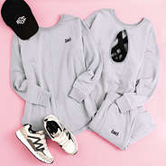 heathered gray open back sweatshirt flatlay
