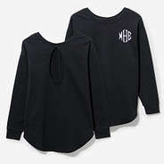 Monogrammed Open Back Sweatshirt in Black