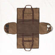 waxed canvas convertible weekend bag flatlay