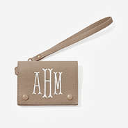 monogrammed Taupe Card Holder Wristlet