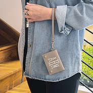 monogrammed card holder wristlet on wrist