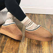 platform moccasins in brown with harvest socks