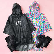 onyx leopard and watercolor cheetah monogrammed rain ponchos