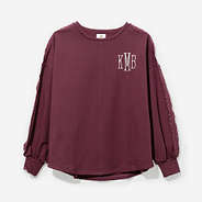 Monogrammed Accent Sleeve Sweatshirt in Burgundy