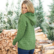 back of sage quilted full zip hoodie