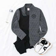 charcoal quilted full zip jacket flatlay