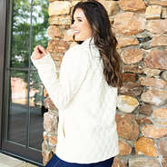 ivory quilted full zip jacket on peyton side view