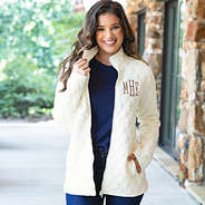 ivory quilted full zip jacket on peyton