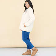 ivory quilted full zip jacket on julia ann