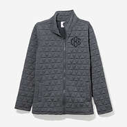 Monogrammed Quilted Full Zip Jacket in Charcoal