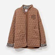 personalized quilted coat in almond