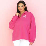 hot pink sweatshirt on julia