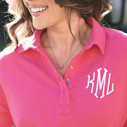 close up to hot pink monogrammed puff sleeve sweatshirt