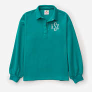 monogrammed puff sleeve sweatshirt in teal