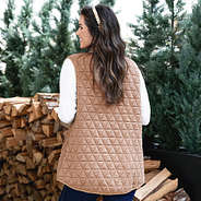 almond quilted vest on peyton back view