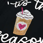 close up of sequin coffee shirt