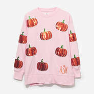 Monogrammed Sequin Fall Sweatshirt in Pink Pumpkins