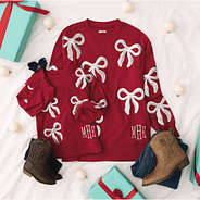 crimson mom and me sequin bow sweatshirt flatlay