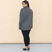 back of monogrammed quilted pullover in charcoal