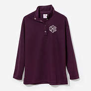 monogrammed quilted pullover in plum
