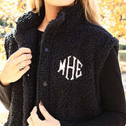 black oversized sherpa vest up close