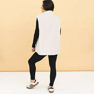 oatmeal oversized sherpa vest back view