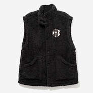 Monogrammed Oversized Sherpa Vest in Black