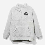 Monogrammed Half Zip Sherpa Pullover in Gray