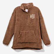 Monogrammed Half Zip Sherpa Pullover in Brown
