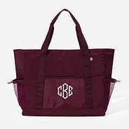 monogrammed carry on tote in burgundy