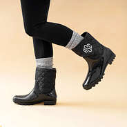 rain boot socks with rain boots in studio