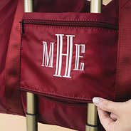 zipper trolley suitcase strap on monogrammed crimson carry on weekender