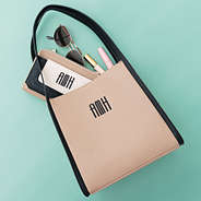 personalized shoulder tote in tan with phone wallet wristlet