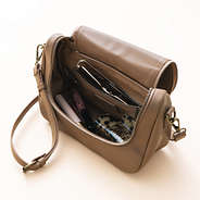 inside of crossbody bag in brown