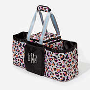 monogrammed extra large cooler tote in sunset leopard