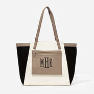 Monogrammed Colorblock Tote Bag in Black