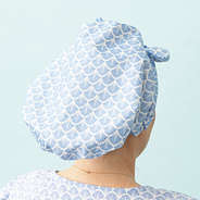 blue shells reusable shower cap back view