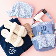 blue shells reusable shower cap with caddy