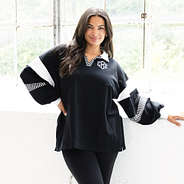 black collared pullover on julia ann