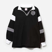 Monogrammed Collared Pullover in Black